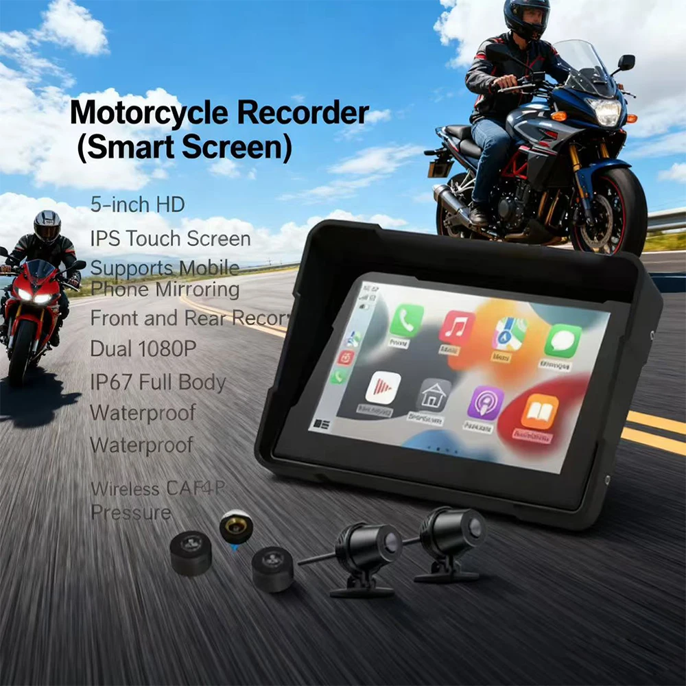 New Motorcycle Drive Recorder 5-inch IPS LCD Front/Rear 2 Cameras 150 Wide Angle Loop Recording TPMS Waterproof Universal 12-24V
New Motorcycle Drive Recorder 5-inch IPS LCD Front/Rear 2 Cameras 150 Wide Angle Loop Recording TPMS Waterproof Universal 12-24V