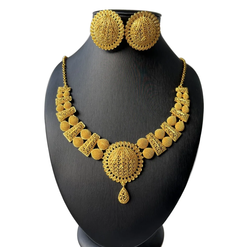 Fashion Dubai United States 24K Gold Plated Customized Necklace Earrings for Couples' Wedding Christmas Gift Jewelry Set DD10957
Fashion Dubai United States 24K Gold Plated Customized Necklace Earrings for Couples' Wedding Christmas Gift Jewelry Set DD10957