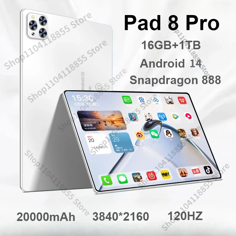 2024 New Tablet Pad 8 Pro Android14 20000mAh Global Version 10 Core 16GB+1TB 11-Inch Qualcomm Snapdragon 888 Study Work & Play
2024 New Tablet Pad 8 Pro Android14 20000mAh Global Version 10 Core 16GB+1TB 11-Inch Qualcomm Snapdragon 888 Study Work & Play