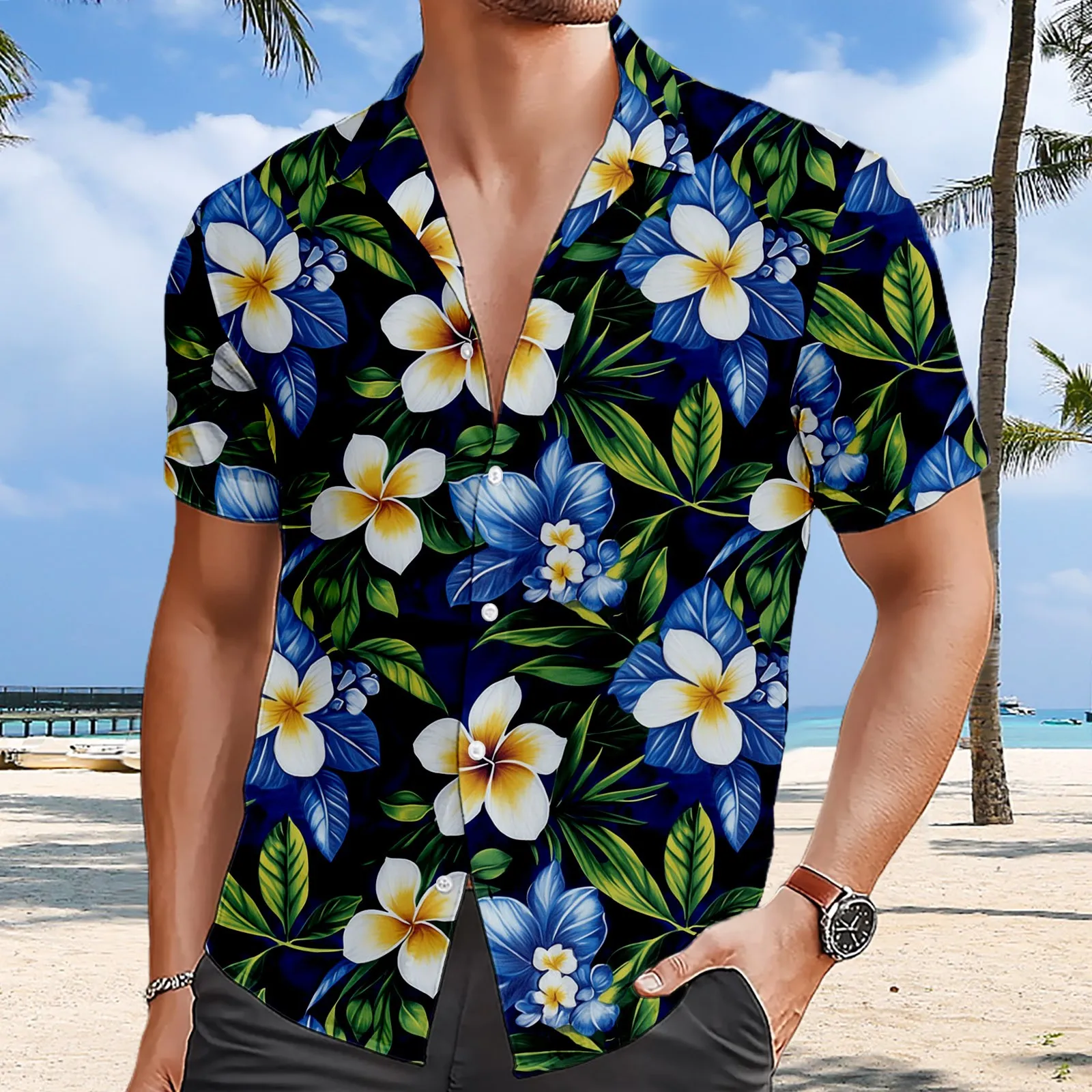 Hawaiian Shirt Men Beach Casual Short Sleeve Button Down Shirts Tropical Leaf Floral 3D Printed Clothing for Summer Vacation
Hawaiian Shirt Men Beach Casual Short Sleeve Button Down Shirts Tropical Leaf Floral 3D Printed Clothing for Summer Vacation