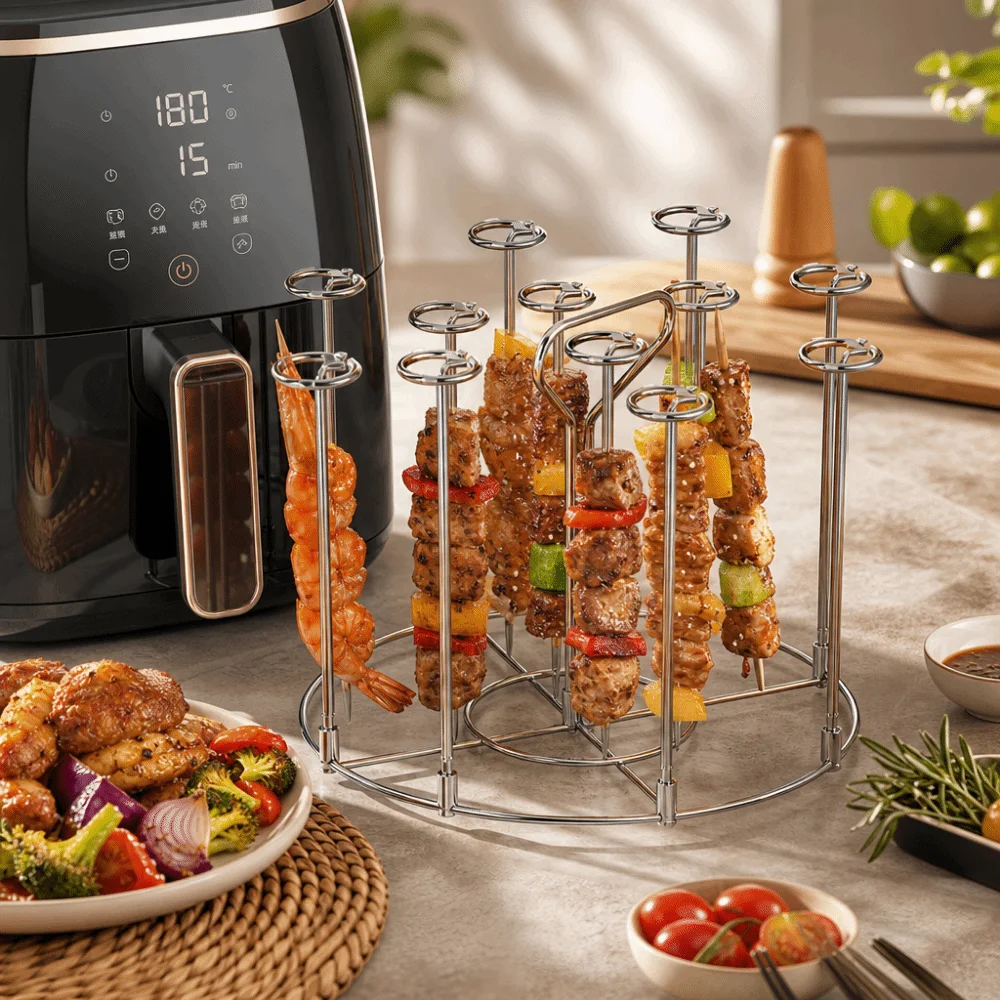 15/30pcs Stainless Steel Air Fryer Skewer Stand Detachable Portable BBQ Skewer Holder Easy to Use Meat BBQ Grill Rack
15/30pcs Stainless Steel Air Fryer Skewer Stand Detachable Portable BBQ Skewer Holder Easy to Use Meat BBQ Grill Rack