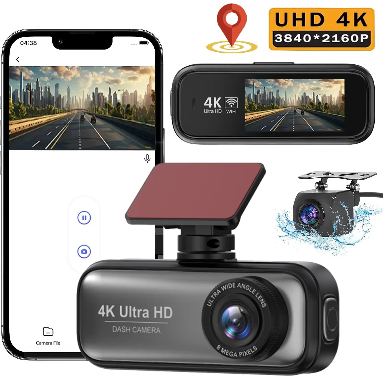 4K+1080P Dual Lens Dash Cam WiFi APP Control DVR Night Vision Car Black Box Video Recorder Car Accident Evidence Recorder
4K+1080P Dual Lens Dash Cam WiFi APP Control DVR Night Vision Car Black Box Video Recorder Car Accident Evidence Recorder