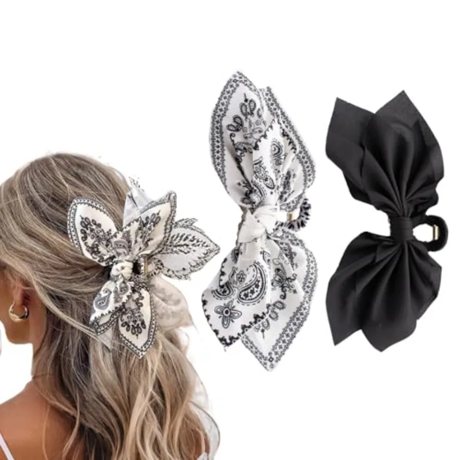 Bow Claw Clips Bow Hair Clips Black White Paisley 2PCS Big Hair Bows for Women Butterfly Styling Large Hair Clips for Thick Hai
Bow Claw Clips Bow Hair Clips Black White Paisley 2PCS Big Hair Bows for Women Butterfly Styling Large Hair Clips for Thick Hai