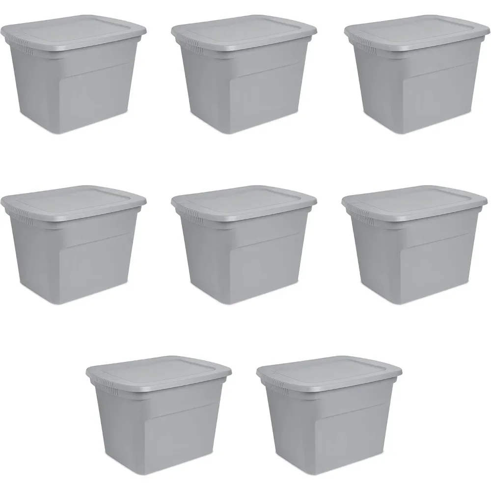 18 Gal Storage Tote, Stackable Bin with Lid, Plastic Container to Organize Clothes in Closet, Basement, Gray Base and Lid,8-Pack
18 Gal Storage Tote, Stackable Bin with Lid, Plastic Container to Organize Clothes in Closet, Basement, Gray Base and Lid,8-Pack