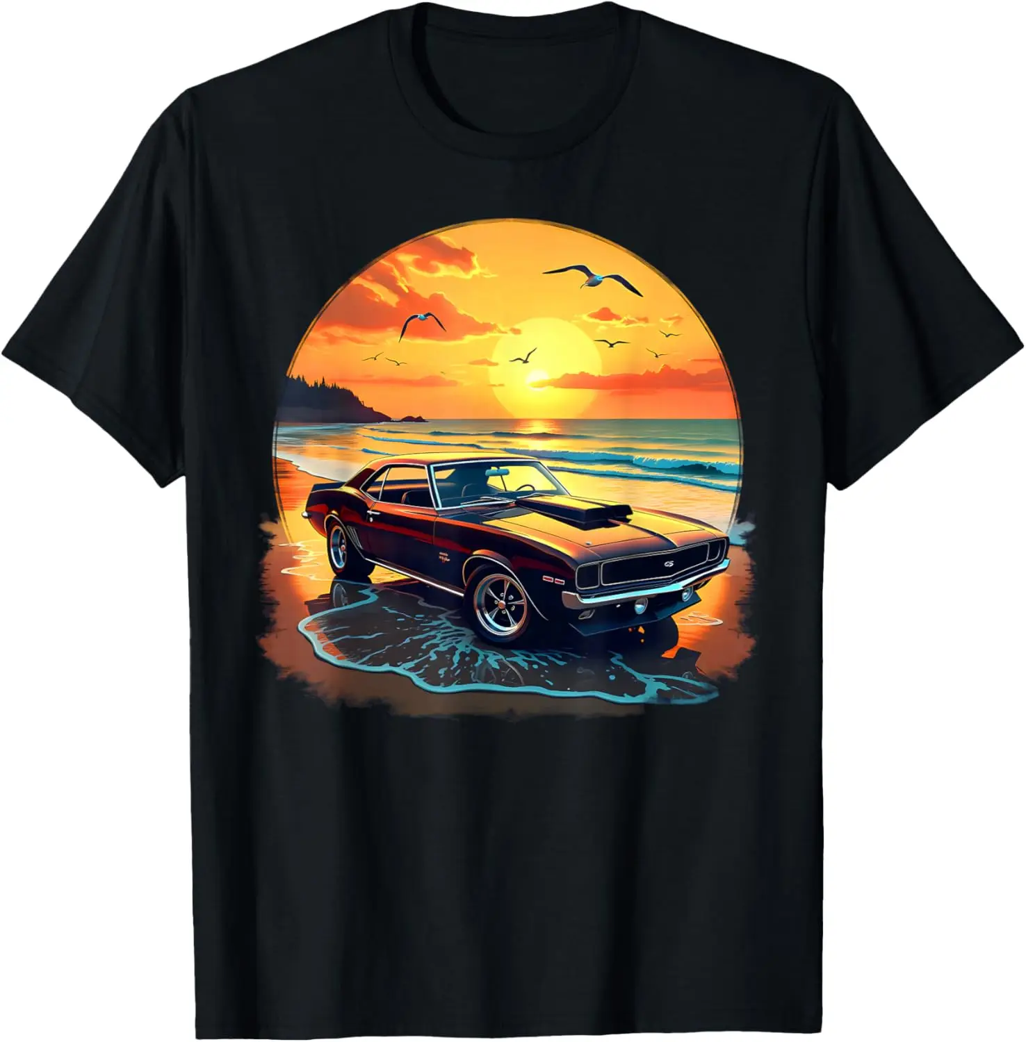 Classic Camaro Beach Sunset Muscle Car Graphic Tee Breathable Soft Cotton Men's T-Shirt
Classic Camaro Beach Sunset Muscle Car Graphic Tee Breathable Soft Cotton Men's T-Shirt