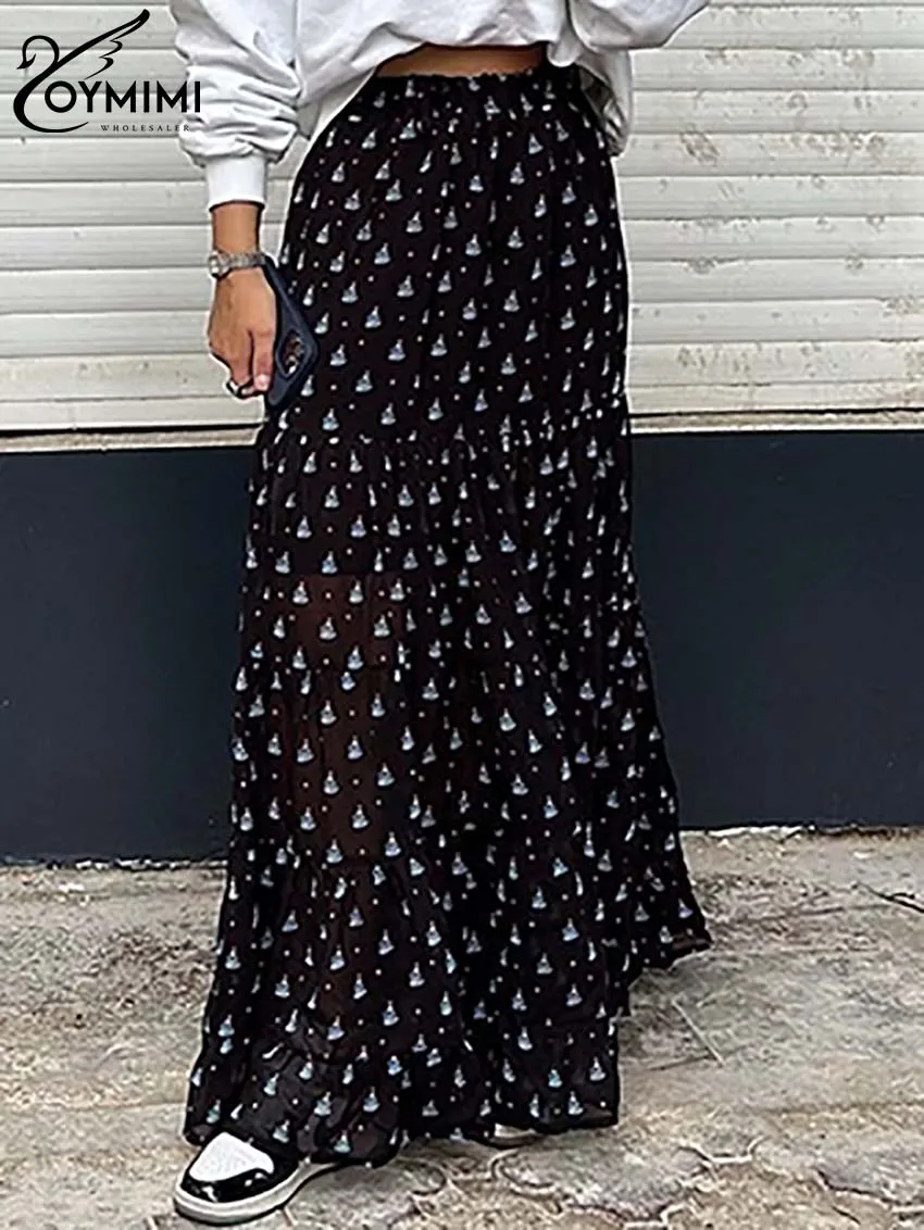 Oymimi Fashion Black Print Skirts For Women Casual High Waisted Loose Skirts Elegant Pleated Floor-Length Skirt Female Clothing
Oymimi Fashion Black Print Skirts For Women Casual High Waisted Loose Skirts Elegant Pleated Floor-Length Skirt Female Clothing