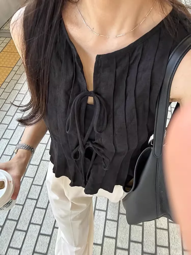 Summer 2025 Ladies 100% Linen Skirt Set Lace-up Round Neck Sleeveless Vest + High Waist A-Line Midi Jupe Casual Female Suit
Summer 2025 Ladies 100% Linen Skirt Set Lace-up Round Neck Sleeveless Vest + High Waist A-Line Midi Jupe Casual Female Suit