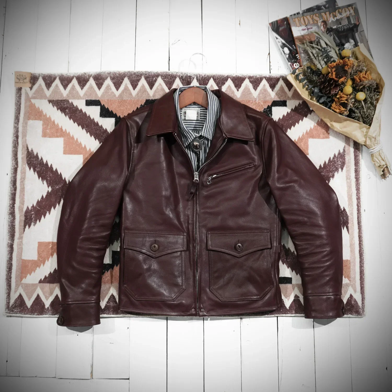 Classic 1930 Unpainted Calf Leather Jacket Short Crop Tanned American Retro Amikaki Motorcycle Jacket Men's Leather
Classic 1930 Unpainted Calf Leather Jacket Short Crop Tanned American Retro Amikaki Motorcycle Jacket Men's Leather