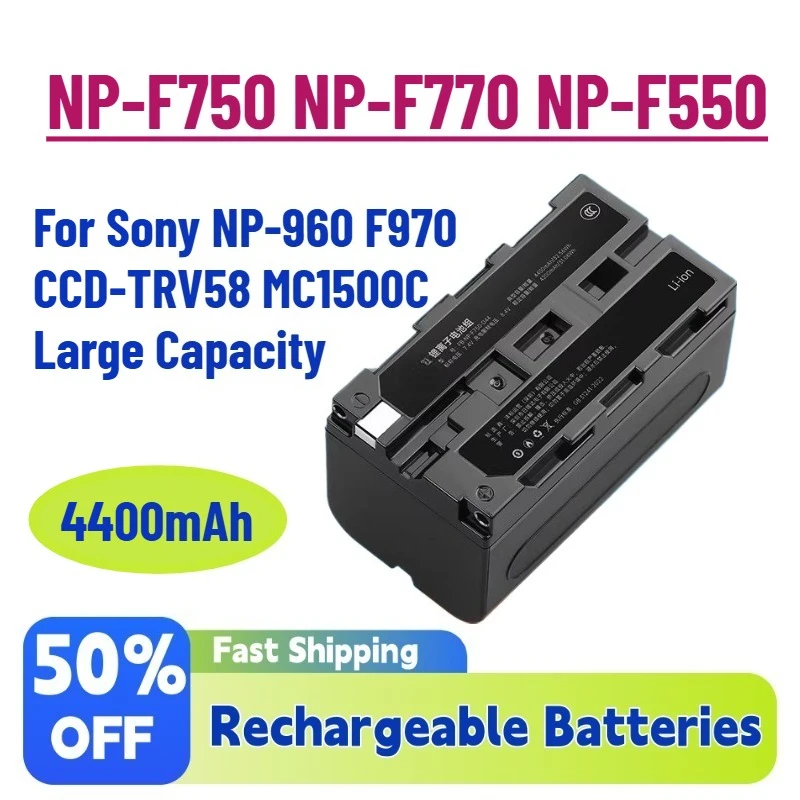 High-Performance 7.4V 4400mAh NP-F750 NP-F770 NP-F550 Rechargeable Battery for Sony NP-960 F970 CCD-TRV58 MC1500C Large Capacity
High-Performance 7.4V 4400mAh NP-F750 NP-F770 NP-F550 Rechargeable Battery for Sony NP-960 F970 CCD-TRV58 MC1500C Large Capacity