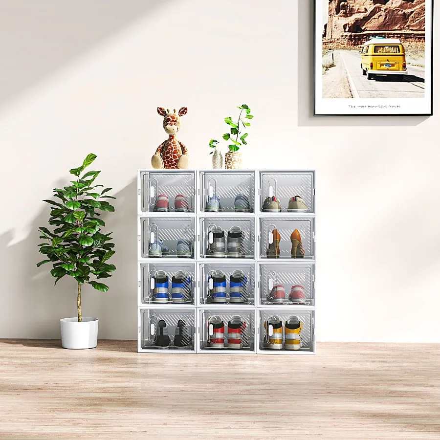 Home storage shoe box set: medium white plastic mesh modular design, 35.00×25.00×19.00 cm, stackable and ventilated
Home storage shoe box set: medium white plastic mesh modular design, 35.00×25.00×19.00 cm, stackable and ventilated
