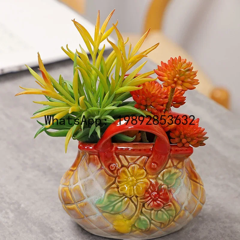 a17Ceramic Vase Cartoon Handbag Embossed Flower Vase Floral Arrangement Accessories Ceramic Handicraft Home Decoration
a17Ceramic Vase Cartoon Handbag Embossed Flower Vase Floral Arrangement Accessories Ceramic Handicraft Home Decoration