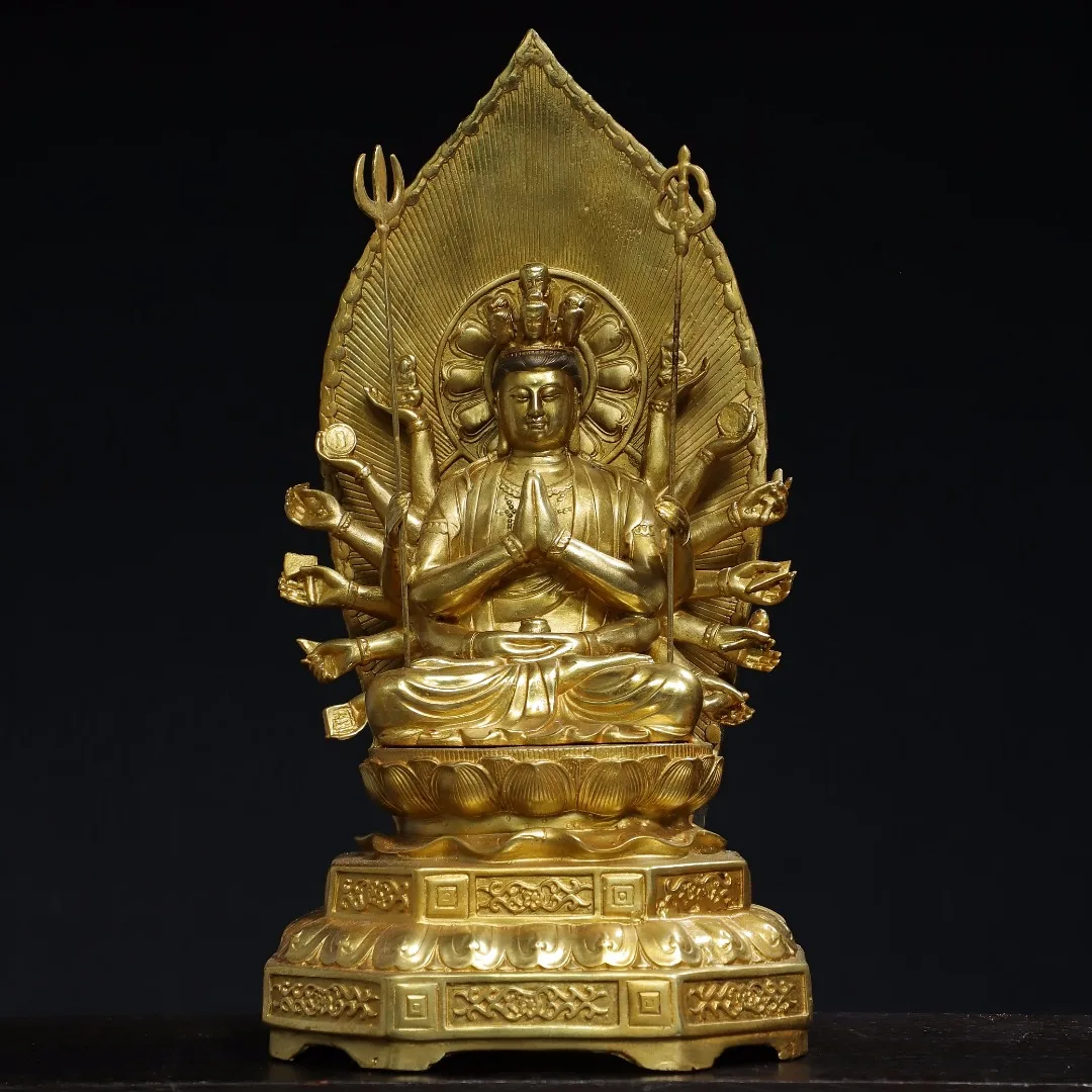 14"Tibetan Temple Collection Old Bronze Cinnabar Gilded 1000 Guanyin Bodhisattva Backlit Buddha Platform Worship Hall
14"Tibetan Temple Collection Old Bronze Cinnabar Gilded 1000 Guanyin Bodhisattva Backlit Buddha Platform Worship Hall