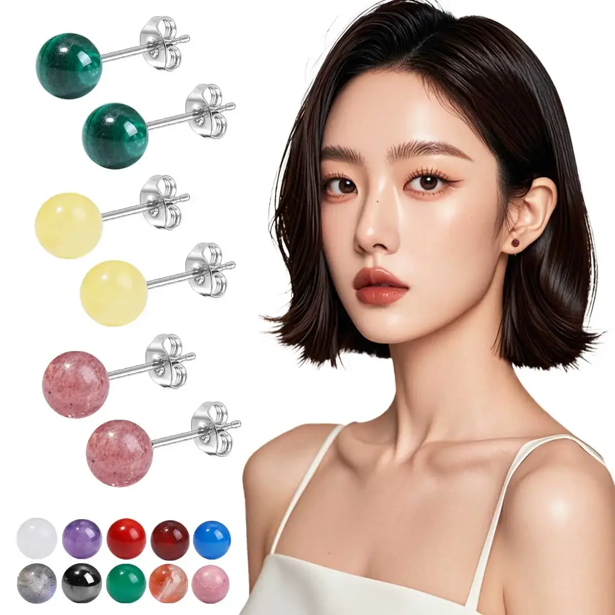 6mm Stone Beads Natural Stone Earrings Earring Stud 925 Sterling Silver Jewelry For Women Party Women's S925 Silver Earrings
6mm Stone Beads Natural Stone Earrings Earring Stud 925 Sterling Silver Jewelry For Women Party Women's S925 Silver Earrings