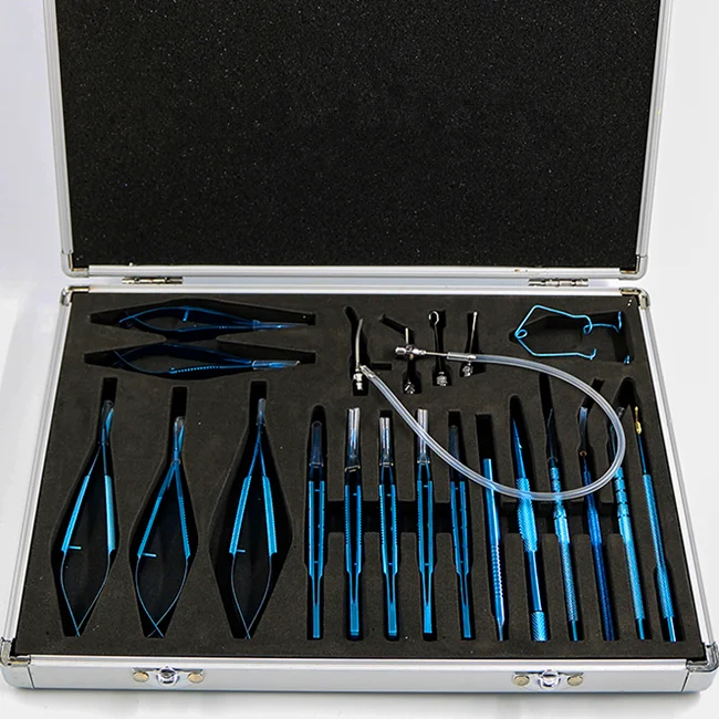 Titanium Alloy Ophthalmic Cataract Surgical Kits Set Cataract Set with 21pcs Ophthalmic Surgical Instruments
Titanium Alloy Ophthalmic Cataract Surgical Kits Set Cataract Set with 21pcs Ophthalmic Surgical Instruments