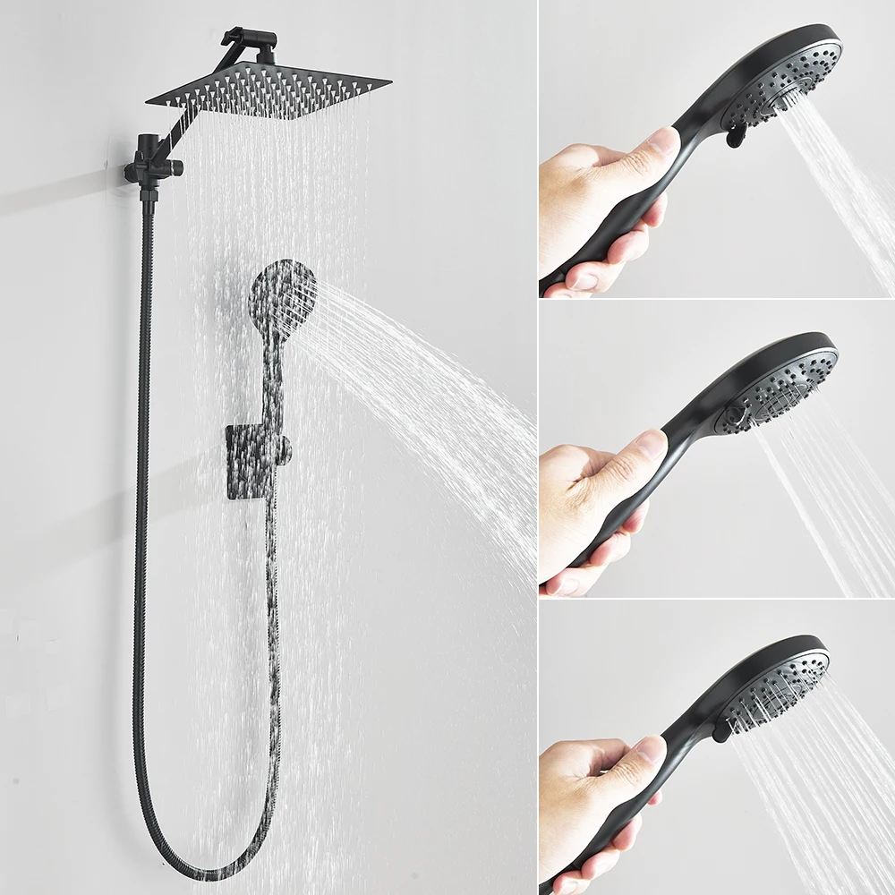 Chrome High Pressure Rainfall Shower Head/Handheld Shower Combo with Extension Arm 6 Settings Handshower Height/Angle Adjustable
Chrome High Pressure Rainfall Shower Head/Handheld Shower Combo with Extension Arm 6 Settings Handshower Height/Angle Adjustable