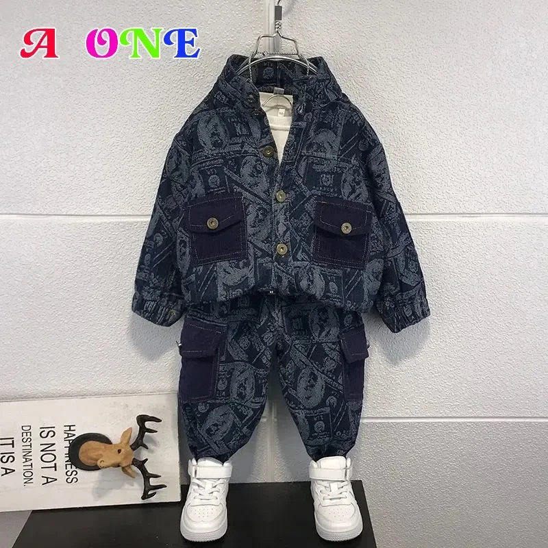 spring autumn toddler boys denim sets clothes kids clothing children suit Denim jacket + jeans 2 pcs set fashion dollar print
spring autumn toddler boys denim sets clothes kids clothing children suit Denim jacket + jeans 2 pcs set fashion dollar print