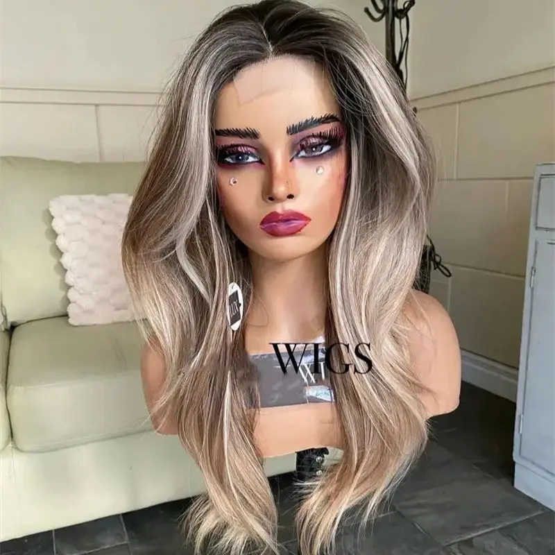 Ash Blonde with Brown Root Synthetic Blend Human Wig Drag Queen Lace Front Wigs Soft Futura Fiber Wig Straight Long Wigs Cosplay
Ash Blonde with Brown Root Synthetic Blend Human Wig Drag Queen Lace Front Wigs Soft Futura Fiber Wig Straight Long Wigs Cosplay