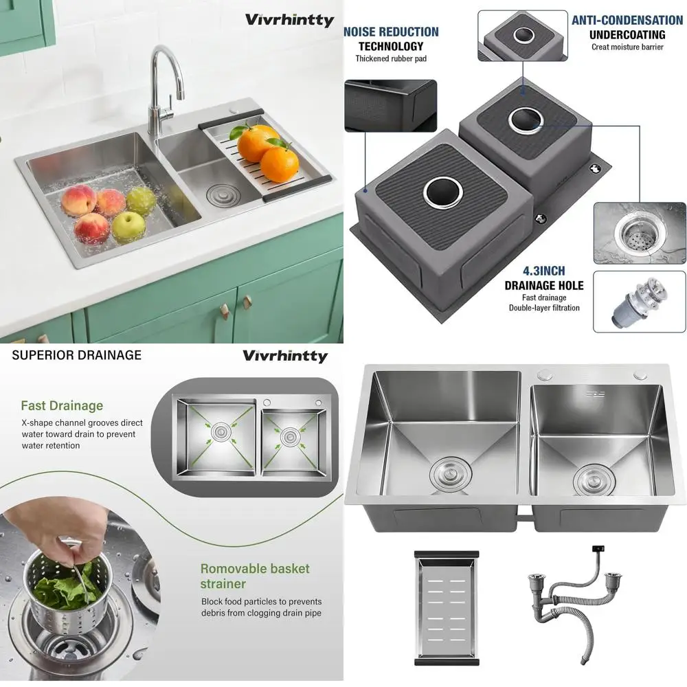 30 Dual Bowl Stainless Steel Sink with Nano Coating, Drain & Fruit Basket for Modern Kitchens
30 Dual Bowl Stainless Steel Sink with Nano Coating, Drain & Fruit Basket for Modern Kitchens