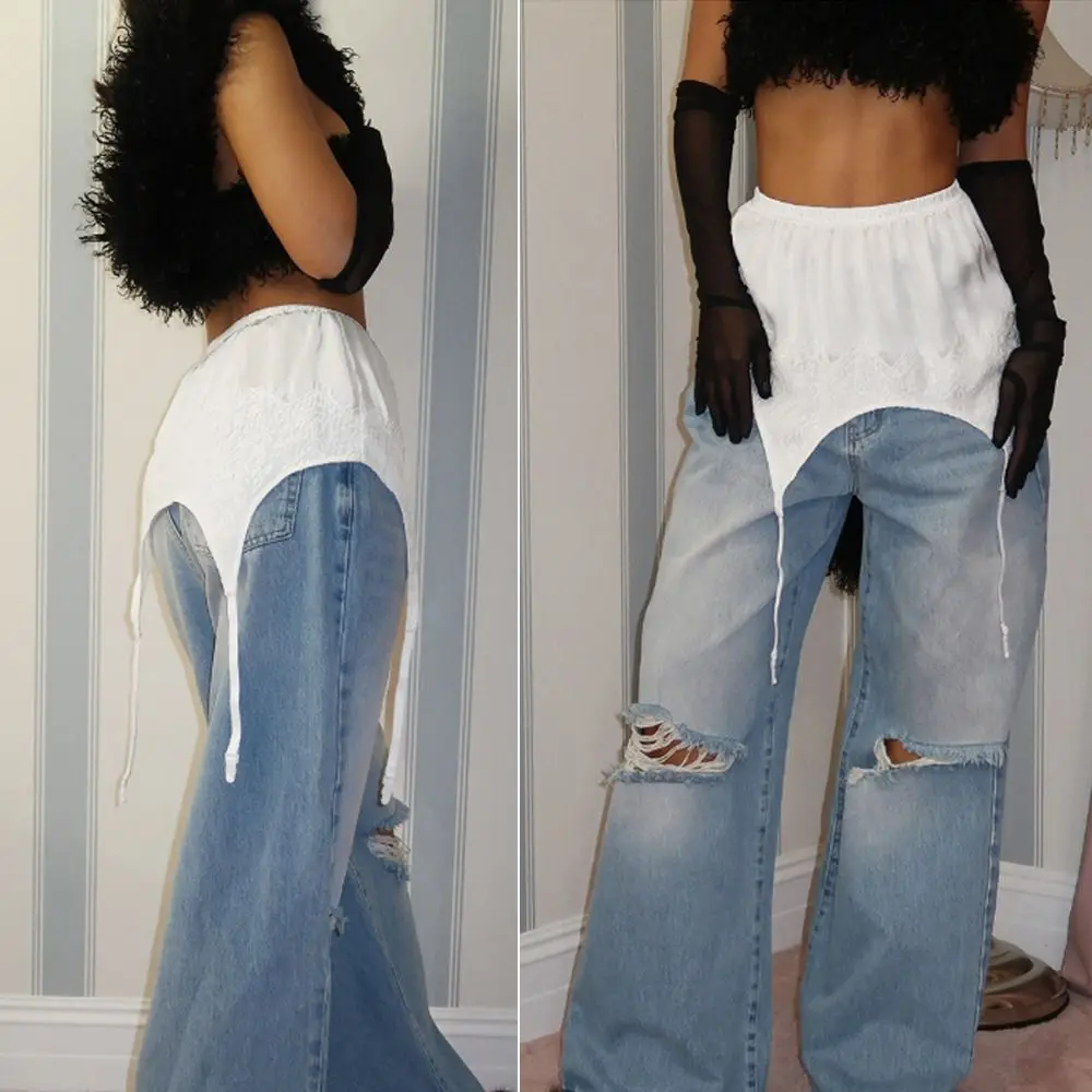 New Embroidered Flower Lace Mini Skirt See Through Harajuku Lace Up Ruffles Skirt Y2K Streetwear Ruched Skirts Jeans Decoration
New Embroidered Flower Lace Mini Skirt See Through Harajuku Lace Up Ruffles Skirt Y2K Streetwear Ruched Skirts Jeans Decoration