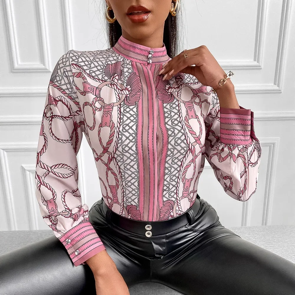 Top Loose Chain Printed Women's Summer Spring New Silk Shirt Blouse Long Sleeve Fashion Casual
Top Loose Chain Printed Women's Summer Spring New Silk Shirt Blouse Long Sleeve Fashion Casual