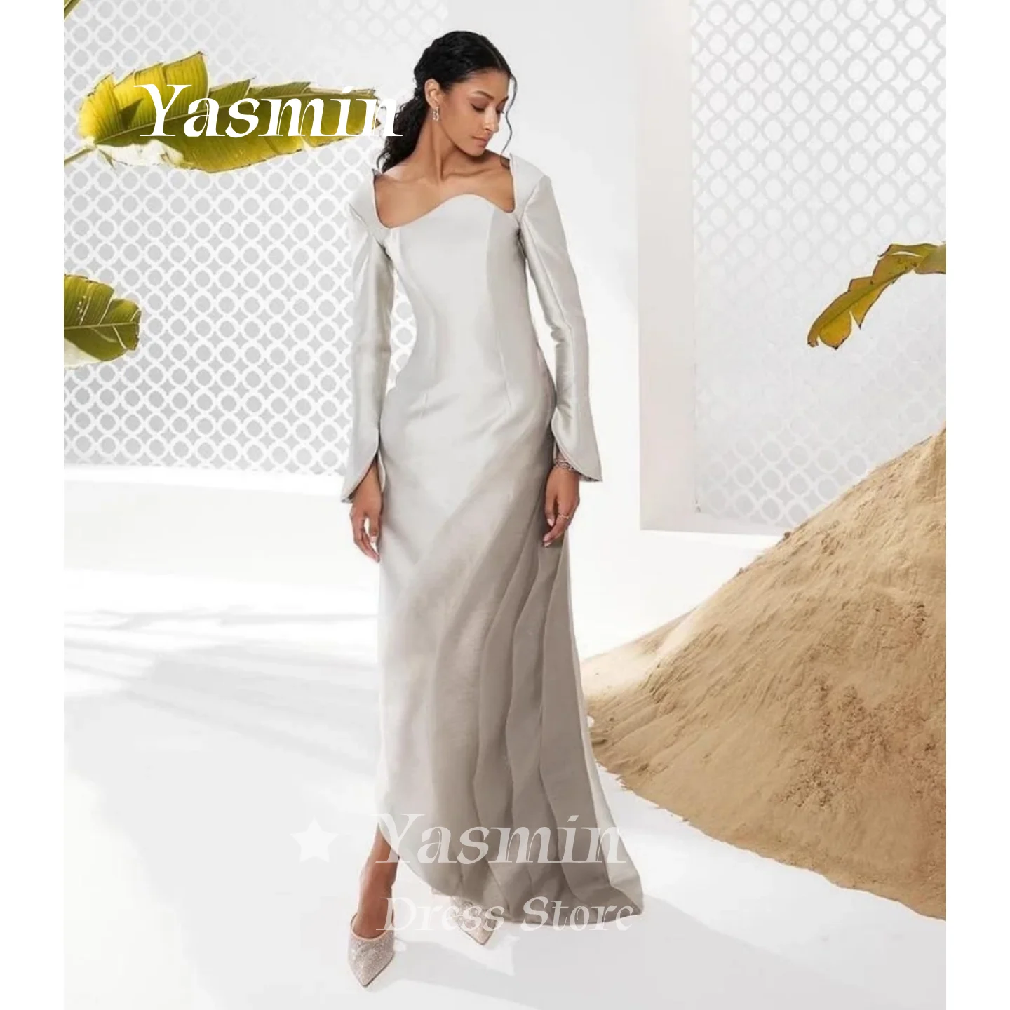 Vintage Prom Dress Simple Silver Square Collar Customized Long Sleeves Backless Formal Occasion Evening Party Gowns
Vintage Prom Dress Simple Silver Square Collar Customized Long Sleeves Backless Formal Occasion Evening Party Gowns