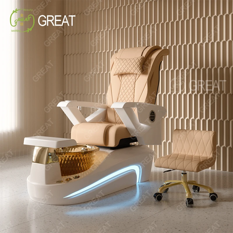 High Quality Beauty Salon Equipment buff Leather Massage Foot Spa Chair Modern Led Light Pedicure Chair for Sale
High Quality Beauty Salon Equipment buff Leather Massage Foot Spa Chair Modern Led Light Pedicure Chair for Sale