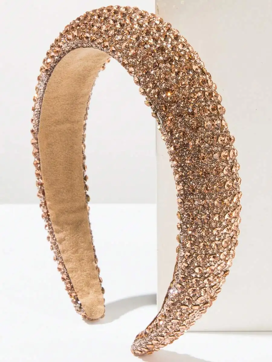 Rose Gold Sparkling Crystal-Loaded Thick Sponge Hair Hoop For Women, Daily Styling And Face Care Multi-Functional Accessory
Rose Gold Sparkling Crystal-Loaded Thick Sponge Hair Hoop For Women, Daily Styling And Face Care Multi-Functional Accessory