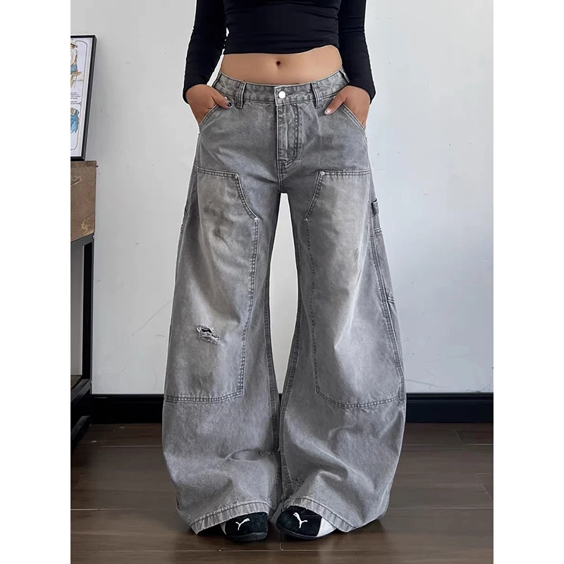 ZHIZOU женские серые рваные мешковатые джинсы Y2k Harajuku винтажные джинсовые брюки японский стиль 2000-х годов джинсы брюки одежда 2026 весна
ZHIZOU женские серые рваные мешковатые джинсы Y2k Harajuku винтажные джинсовые брюки японский стиль 2000-х годов джинсы брюки одежда 2026 весна