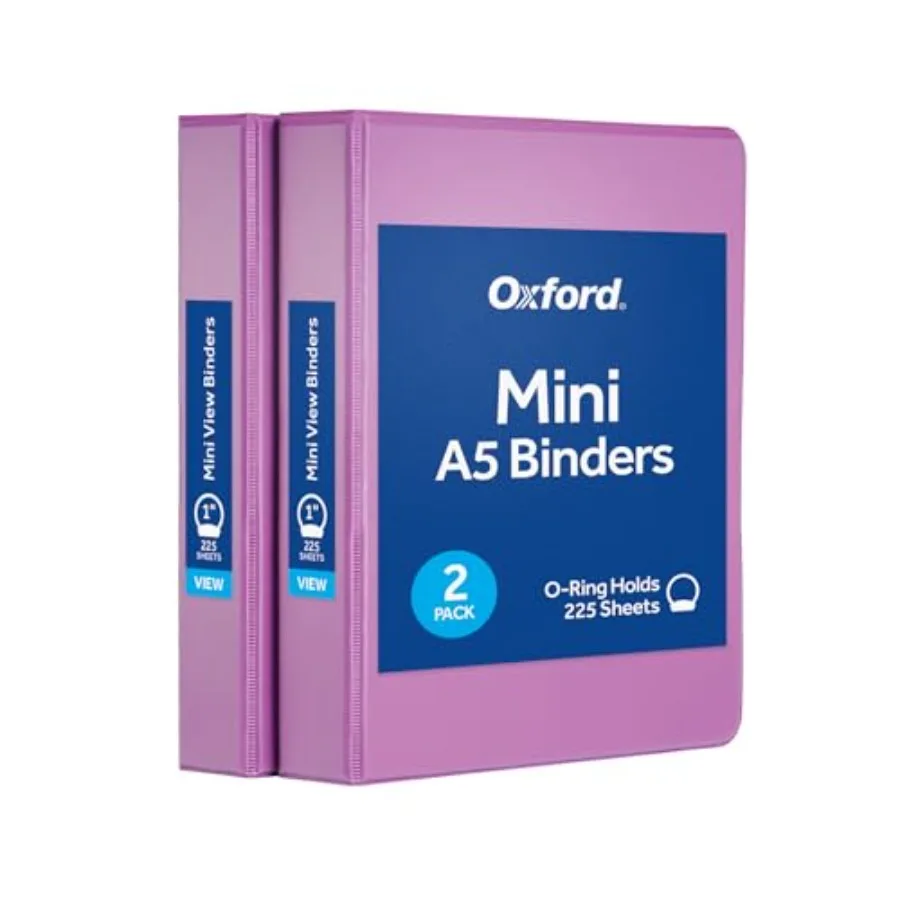 Mini View Binders, 1" Round Rings, Small Binders for School or Office, Holds A5 Size Paper, 2 Clear Pockets, PVC-Free, Non-Stic
Mini View Binders, 1" Round Rings, Small Binders for School or Office, Holds A5 Size Paper, 2 Clear Pockets, PVC-Free, Non-Stic