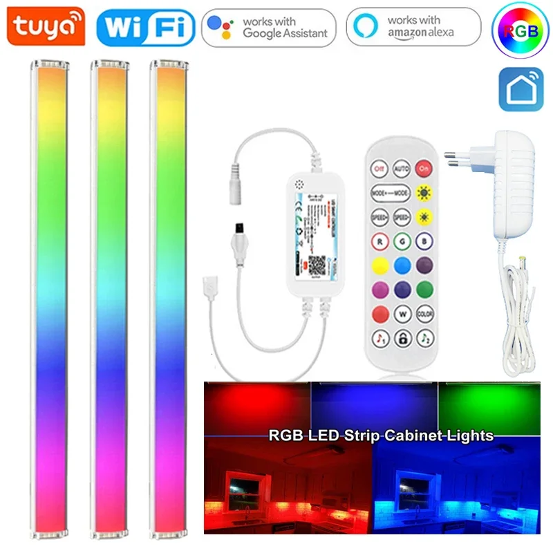 30CM Tuya Wifi Under Cabinet LED Lights Kit DC12V RGB Dimmable Strip Lamp Kitchen Bedroom Counter Decor APP/Remote/Voice Control
30CM Tuya Wifi Under Cabinet LED Lights Kit DC12V RGB Dimmable Strip Lamp Kitchen Bedroom Counter Decor APP/Remote/Voice Control