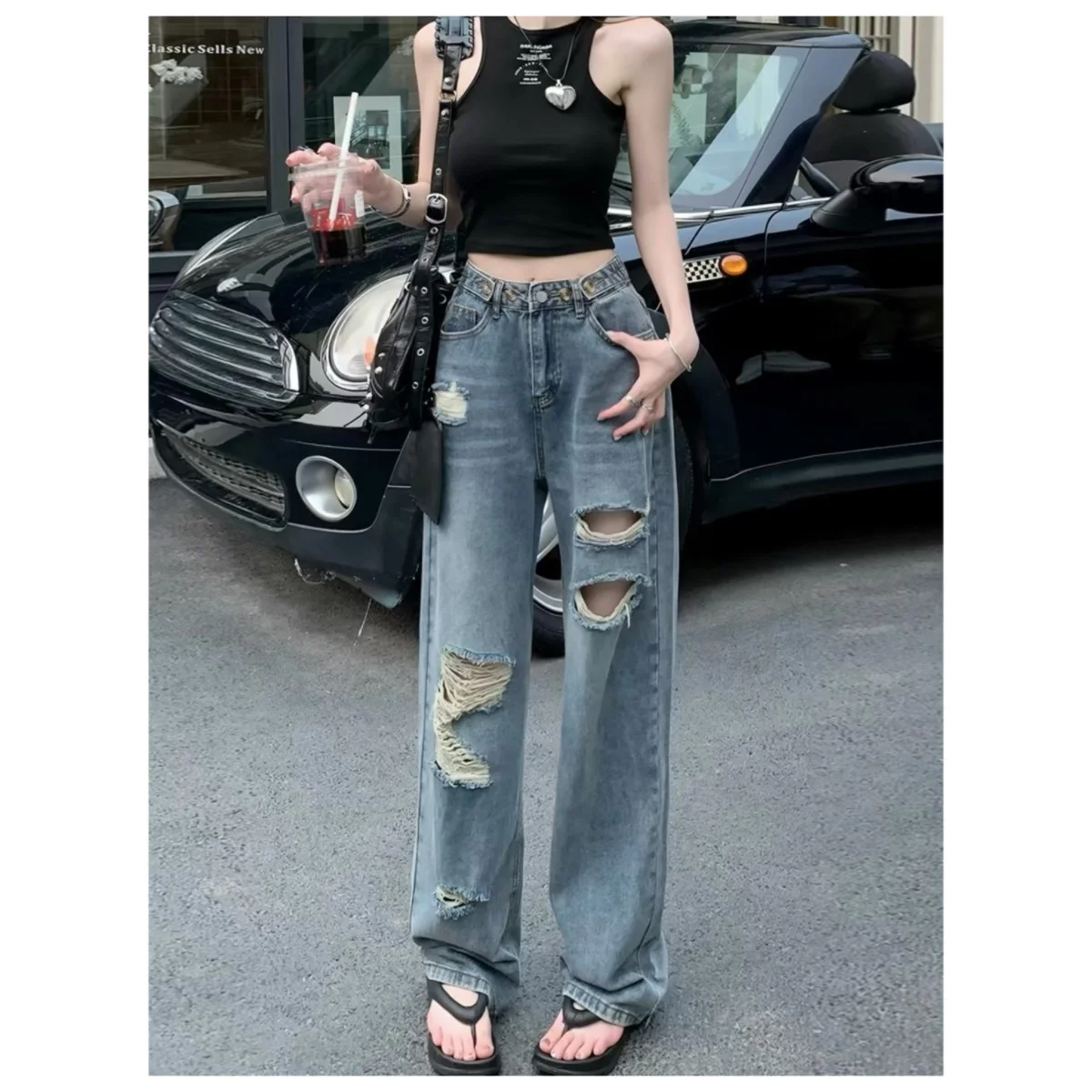 American Retro Ripped Women's Straight Leg Jeans High Street Y2K Denim Trouser Hot Girl Style Casual Mopping Long Pants New
American Retro Ripped Women's Straight Leg Jeans High Street Y2K Denim Trouser Hot Girl Style Casual Mopping Long Pants New