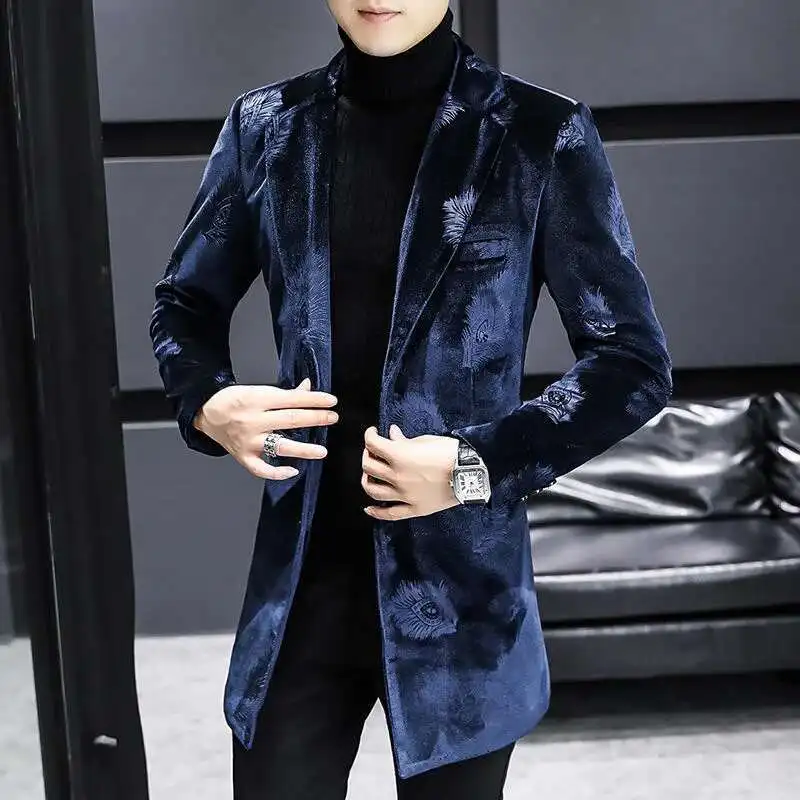 Royal Blue Print Velvet Warm Coat Designer Men Winter Wool Blends Jacket Men Trendy Slim Fit Long Winter Jacket And Coat For Men
Royal Blue Print Velvet Warm Coat Designer Men Winter Wool Blends Jacket Men Trendy Slim Fit Long Winter Jacket And Coat For Men