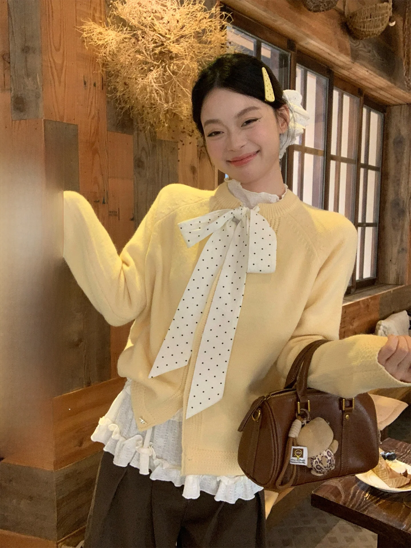 Geometric Pattern Knitted Open Cardigan Women's Winter Faion Korean Sle Polka Dot Bow Tie Sweater Loose Fit Long Sve
Geometric Pattern Knitted Open Cardigan Women's Winter Faion Korean Sle Polka Dot Bow Tie Sweater Loose Fit Long Sve