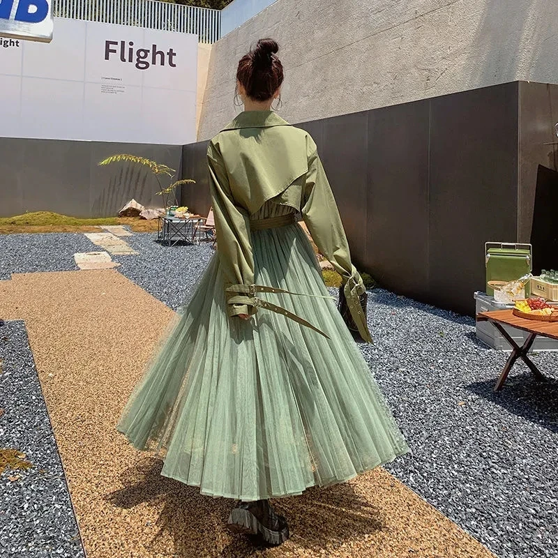 Women's Khaki Windbreaker French Loose Net Yarn Stitching Casual Spring Autumn Trench Coat Female Cape New Fashion Ladies Cloak
Women's Khaki Windbreaker French Loose Net Yarn Stitching Casual Spring Autumn Trench Coat Female Cape New Fashion Ladies Cloak