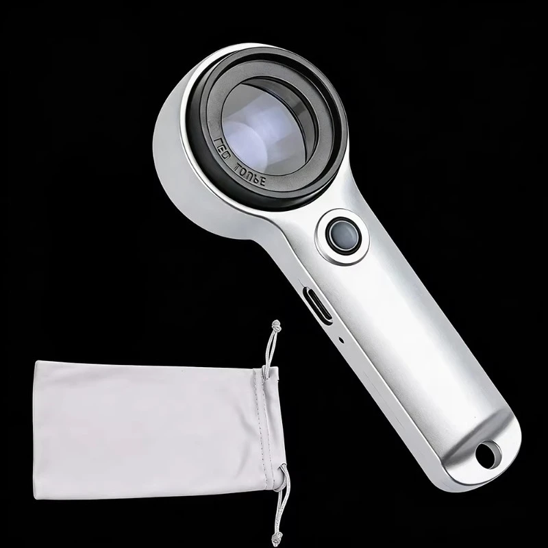 30X Handheld Magnifying Glass with LED Lights USB Charging Antiques Magnifier UV Purple Light Banknote Verification Loupe
30X Handheld Magnifying Glass with LED Lights USB Charging Antiques Magnifier UV Purple Light Banknote Verification Loupe