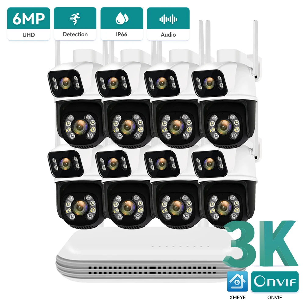 8CH Wireless Wifi NVR system 6MP Dual Lens PTZ Outdoor Wifi Camera Auto Tracking Detection Two Way Audio Home Security Kit
8CH Wireless Wifi NVR system 6MP Dual Lens PTZ Outdoor Wifi Camera Auto Tracking Detection Two Way Audio Home Security Kit