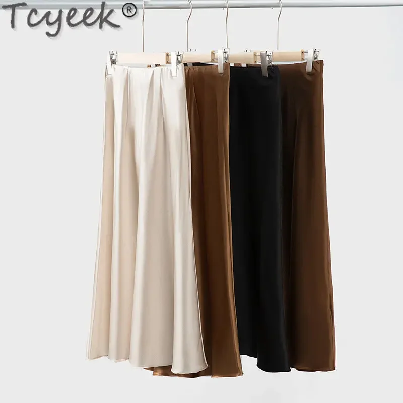 Elegant Tcyeek Silk s for Women High Waist Mid-length Korean Fashion A-line Slim Black Skirt Faldas Para Mujer Zm2911
Elegant Tcyeek Silk s for Women High Waist Mid-length Korean Fashion A-line Slim Black Skirt Faldas Para Mujer Zm2911