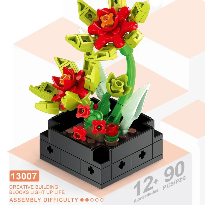 MOC цветок сочная модель в горшке, строительный блок, сделай сам, вечный букет, домашний стол, декор для растений, кирпич, подарок для девочки, подарок для мальчика, игрушка
MOC цветок сочная модель в горшке, строительный блок, сделай сам, вечный букет, домашний стол, декор для растений, кирпич, подарок для девочки, подарок для мальчика, игрушка