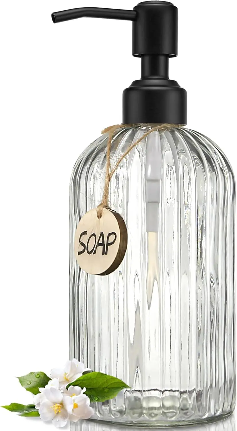 18oz Glass Soap Dispenser with Black Pump, Refillable Kitchen Soap Dispenser for Hand Soap and Dish Soap
18oz Glass Soap Dispenser with Black Pump, Refillable Kitchen Soap Dispenser for Hand Soap and Dish Soap
