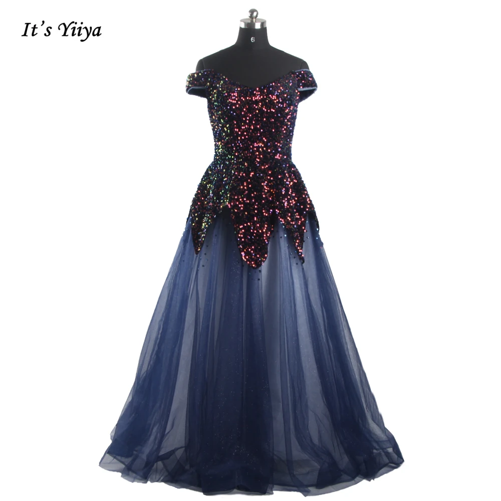 Evening Dresses Navy Blue Sequins Off the Shoulder Beading Tulle Lace up A-line Floor Length Plus size Women Party Dress B2197
Evening Dresses Navy Blue Sequins Off the Shoulder Beading Tulle Lace up A-line Floor Length Plus size Women Party Dress B2197