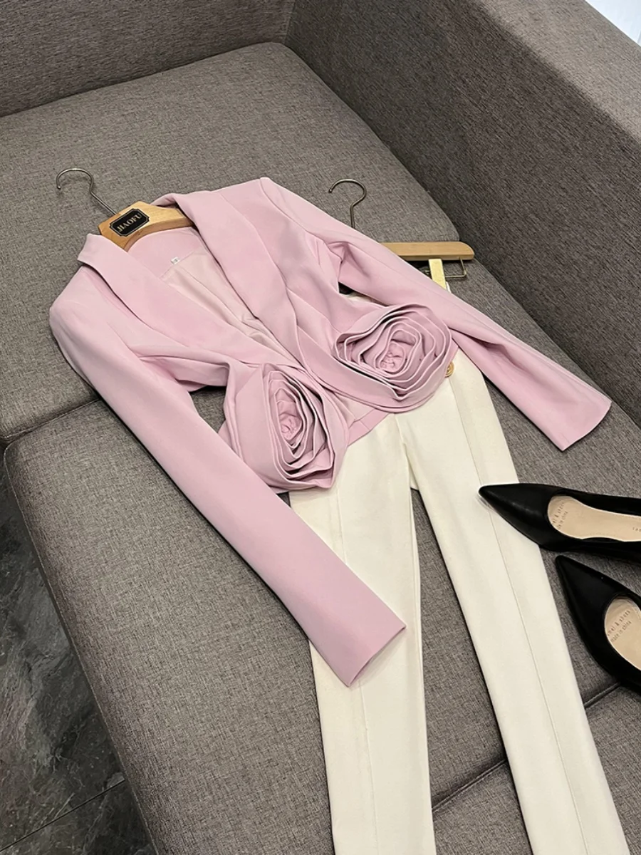 Spring Commute Sle ort Trimmed Deep V-ne 3D Rose Print Suit Jaet Pure Color Women's Faion Outerwear
Spring Commute Sle ort Trimmed Deep V-ne 3D Rose Print Suit Jaet Pure Color Women's Faion Outerwear