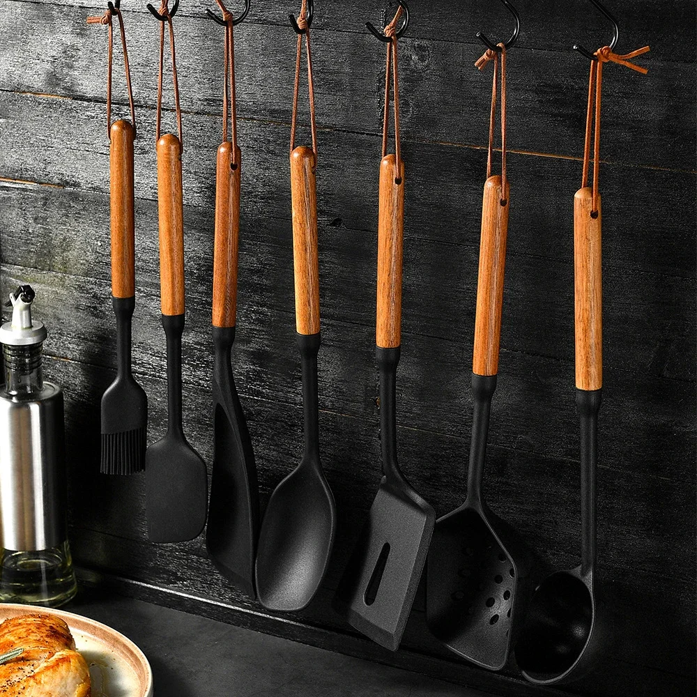 1/7Pcs Black Food Grade Silicone Kitchen Cookware Utensils Spatula Spoon Oil Brush Practical Cooking Tool Kitchenware Set
1/7Pcs Black Food Grade Silicone Kitchen Cookware Utensils Spatula Spoon Oil Brush Practical Cooking Tool Kitchenware Set