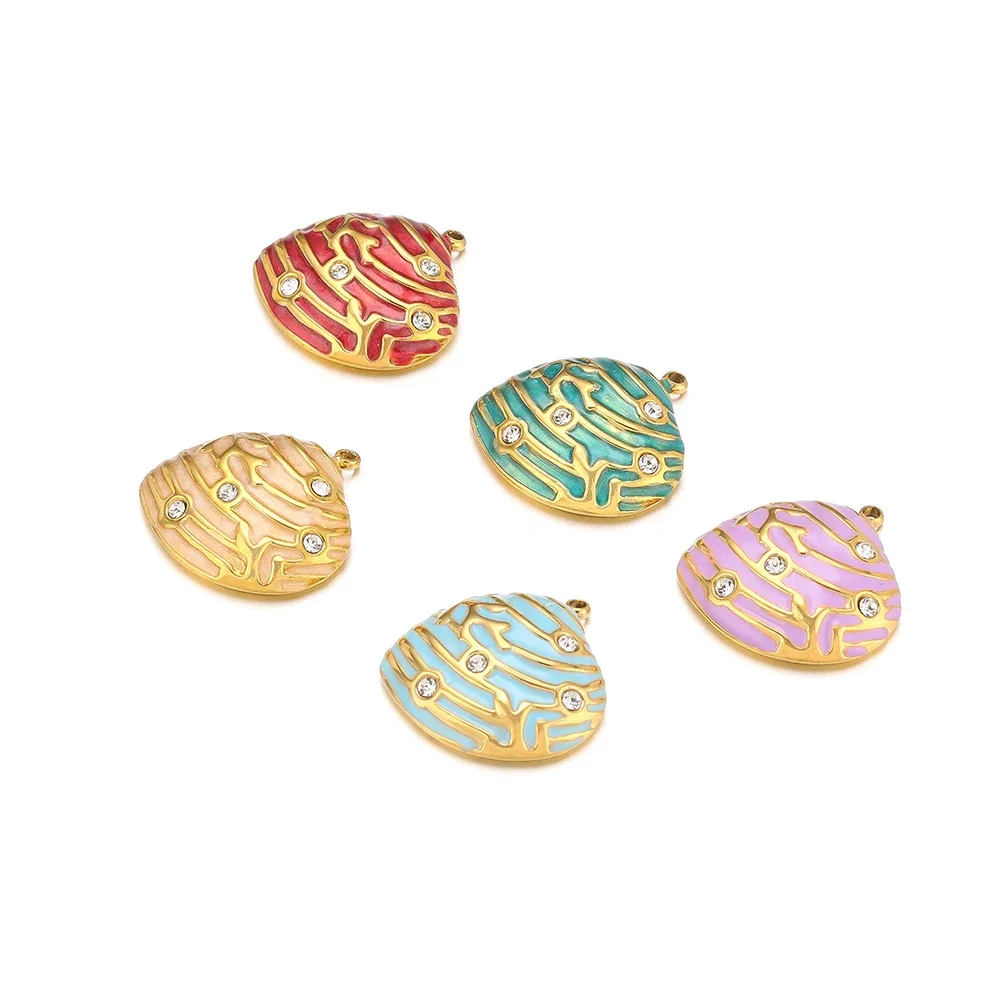5pcs Stainless Steel Solid Enamel Shell Charms Pendants with Diamond for DIY Jewelry Making Necklaces Gifts Bracelets Findings
5pcs Stainless Steel Solid Enamel Shell Charms Pendants with Diamond for DIY Jewelry Making Necklaces Gifts Bracelets Findings