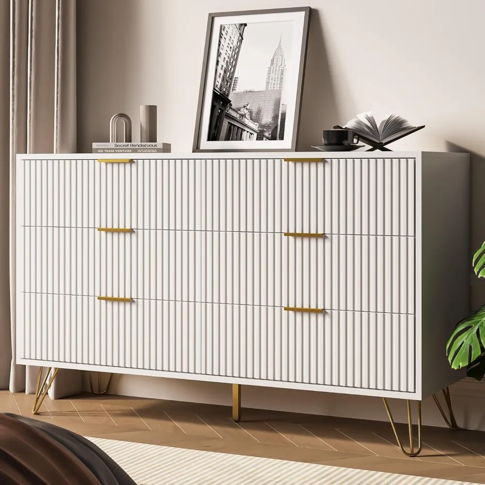 White Dresser for Bedroom, Modern Dresser with Gold Metal Handles & Chests of Drawers, Wood Dresser for Bedroom
White Dresser for Bedroom, Modern Dresser with Gold Metal Handles & Chests of Drawers, Wood Dresser for Bedroom