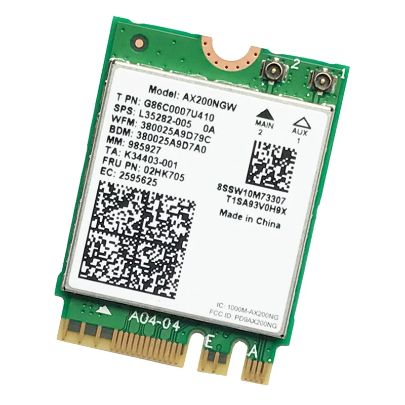 Сетевая карта AX200 AX200NGW M.2 NGFF WiFi-карта Bluetooth 5,0 WiFi 6 2,4G/5G 802.11Ac/Ax Карта беспроводного адаптера WiFi
Сетевая карта AX200 AX200NGW M.2 NGFF WiFi-карта Bluetooth 5,0 WiFi 6 2,4G/5G 802.11Ac/Ax Карта беспроводного адаптера WiFi