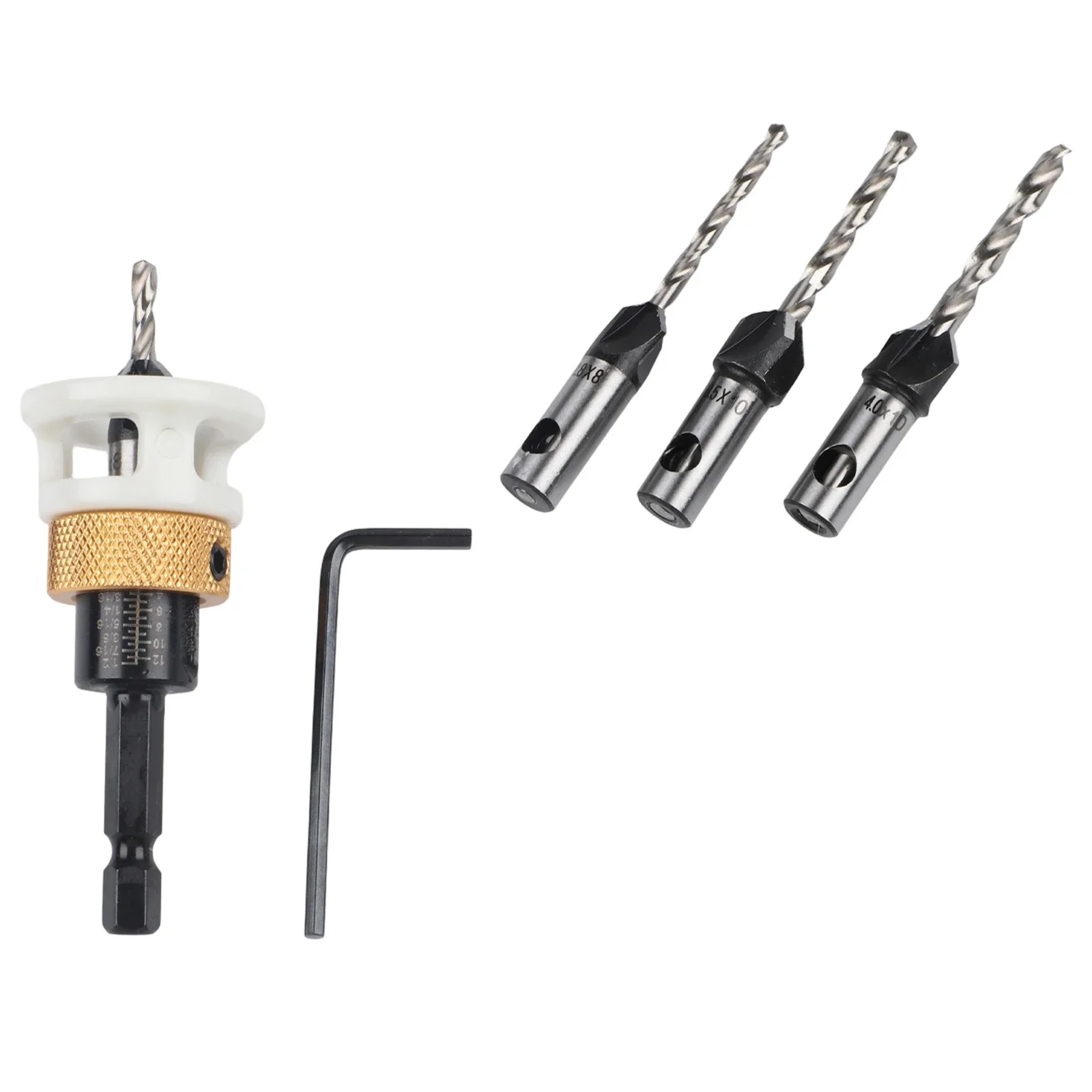 Depth Stop Drill Adjustable Drill Bits Home Improvement 4.0*8mm Precise Holes Professional Results 4 Pieces Set
Depth Stop Drill Adjustable Drill Bits Home Improvement 4.0*8mm Precise Holes Professional Results 4 Pieces Set