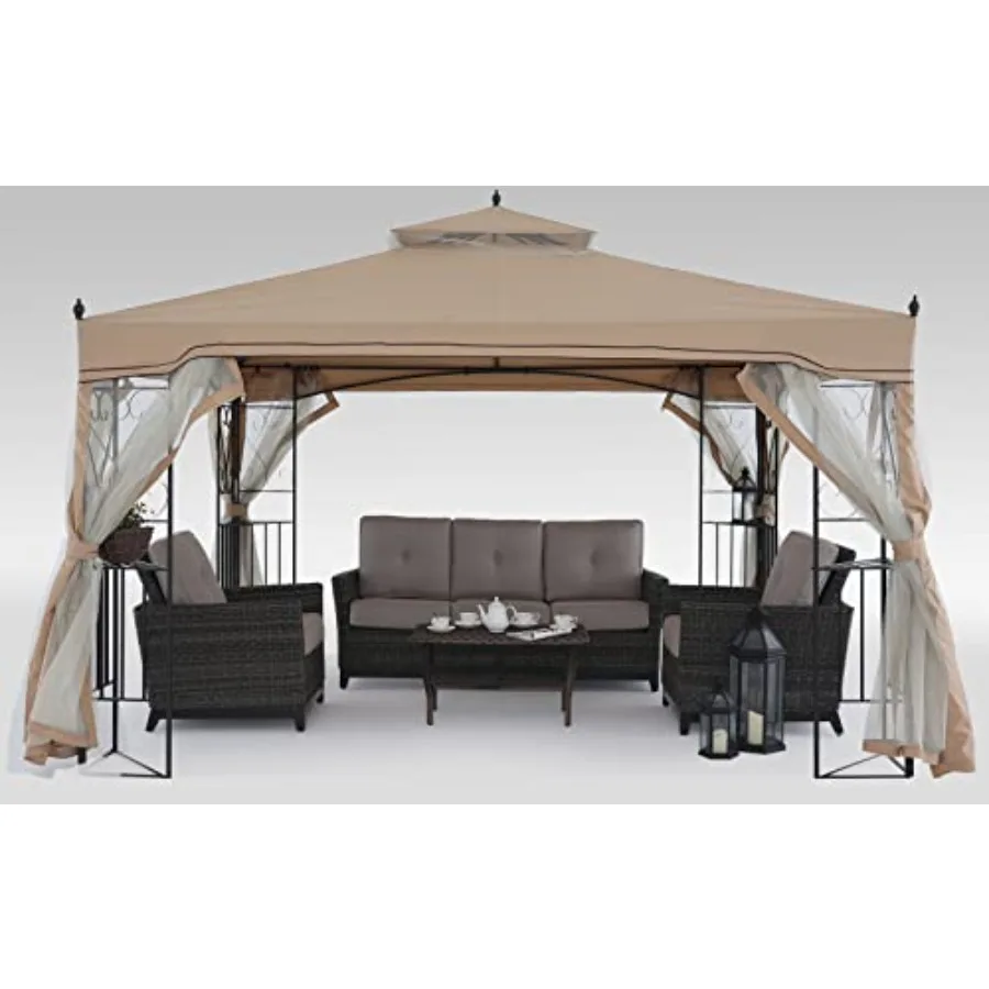 Patio Gazebo with Netting Screen Walls for Lawn, Garden, Backyard and Deck Gray Beige Weather-Resistant Polyester Fabric
Patio Gazebo with Netting Screen Walls for Lawn, Garden, Backyard and Deck Gray Beige Weather-Resistant Polyester Fabric