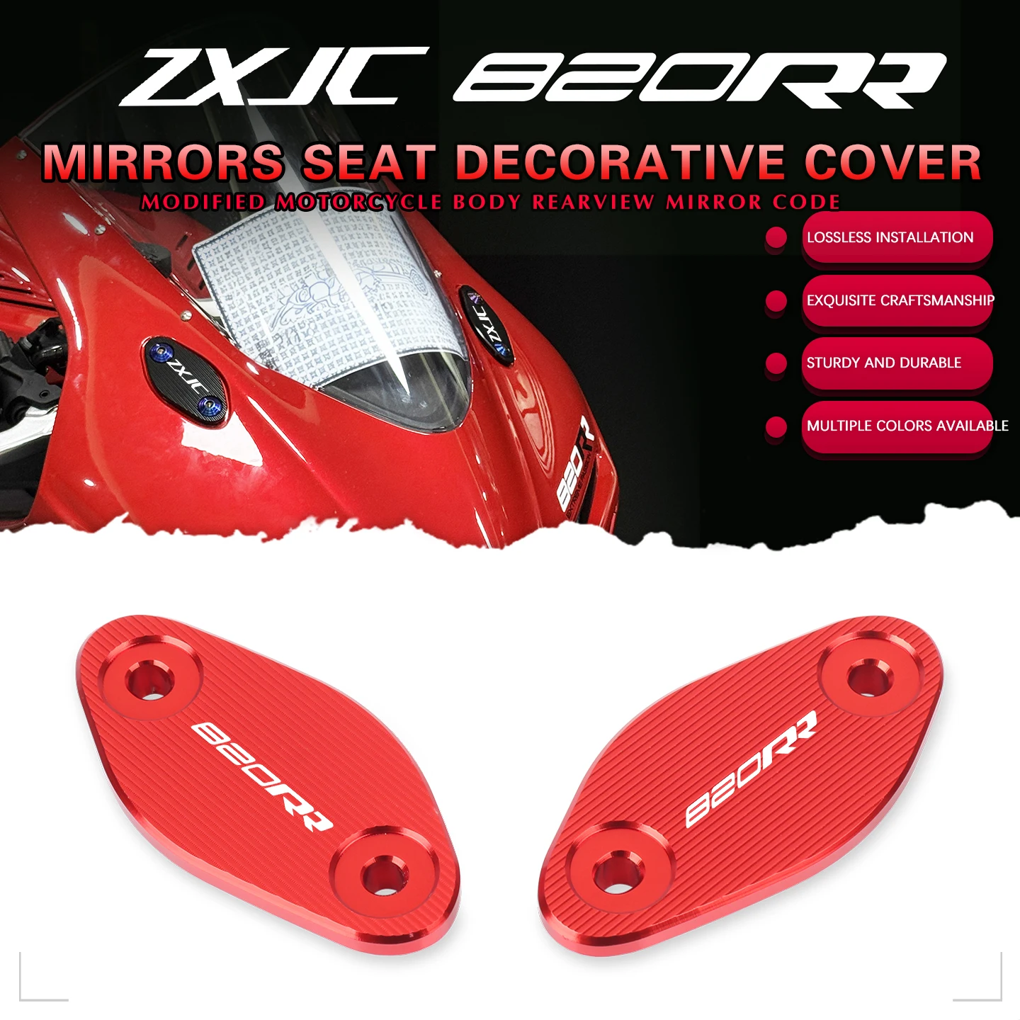 For ZXJC 820RR 820 RR Motorcycle Accessories Rearview Mirrors Seat Decorative Cover Mirror Base CNC Rear Mirror Hole Cover
For ZXJC 820RR 820 RR Motorcycle Accessories Rearview Mirrors Seat Decorative Cover Mirror Base CNC Rear Mirror Hole Cover