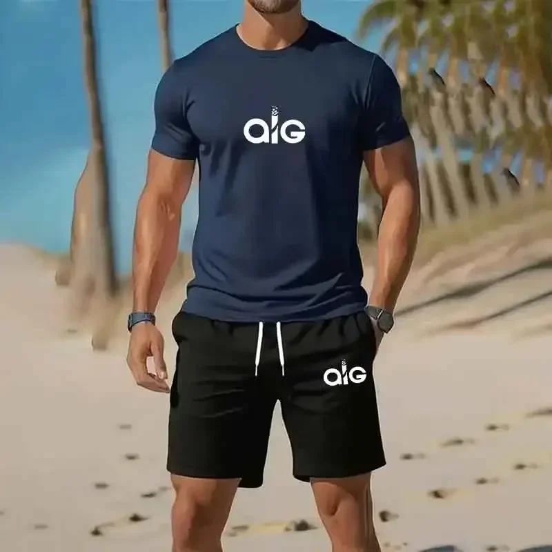 Summer Fashion Trendy Casual Sports Running Men's Set Youth Men's Short sleeved T-shirt+Shorts Two Piece Suit
Summer Fashion Trendy Casual Sports Running Men's Set Youth Men's Short sleeved T-shirt+Shorts Two Piece Suit