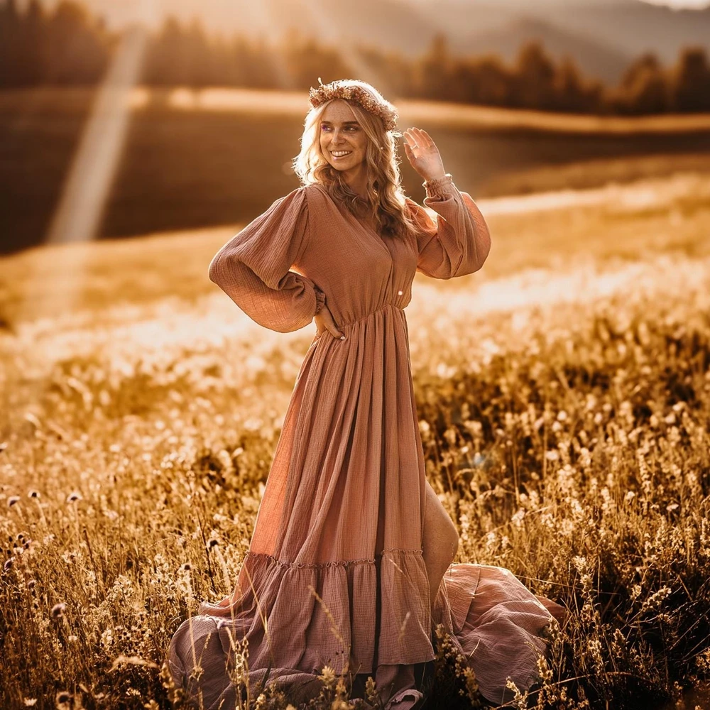Maternity Photography Props Boho V Neck Dress Sleeve Pregnancy Photo Shoot Outfits High Slit Gown Studio Posing Costume
Maternity Photography Props Boho V Neck Dress Sleeve Pregnancy Photo Shoot Outfits High Slit Gown Studio Posing Costume